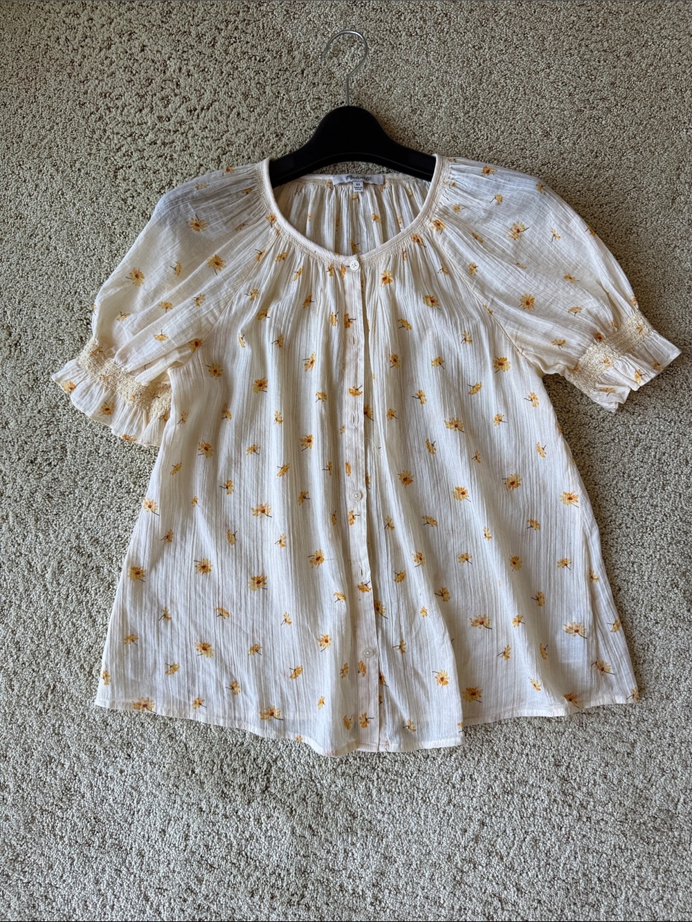 Madewell Button-Front Floral Blouse XS